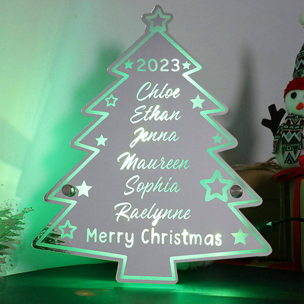 Personalized Family Name Christmas Tree Mirror Light - soufeelmy