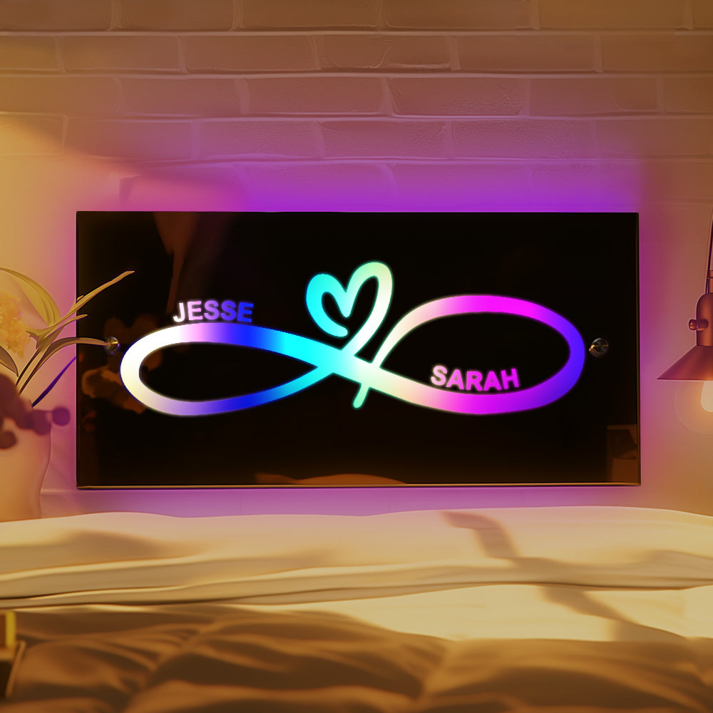 Personalized Name Mirror Light Infinity Heart Couple Gift - soufeelmy