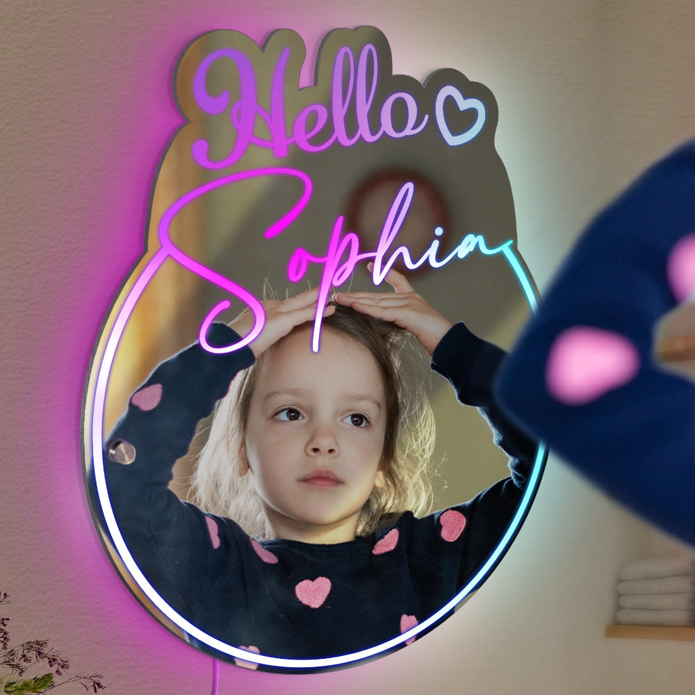 Personalized Name Mirror Light Vanity Hello Beautiful Gift for Her - soufeelmy