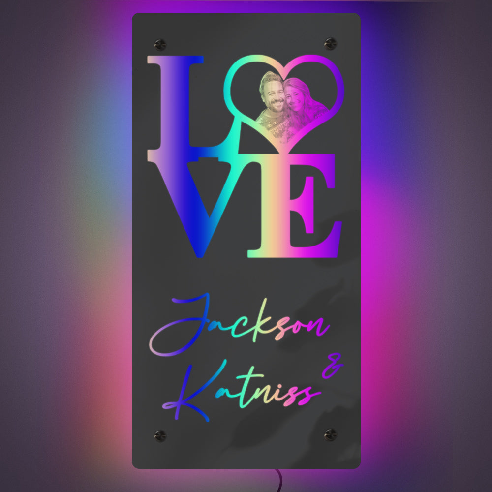 Personalized Name Heart Photo LOVE Mirror Light Couple Gift - soufeelmy