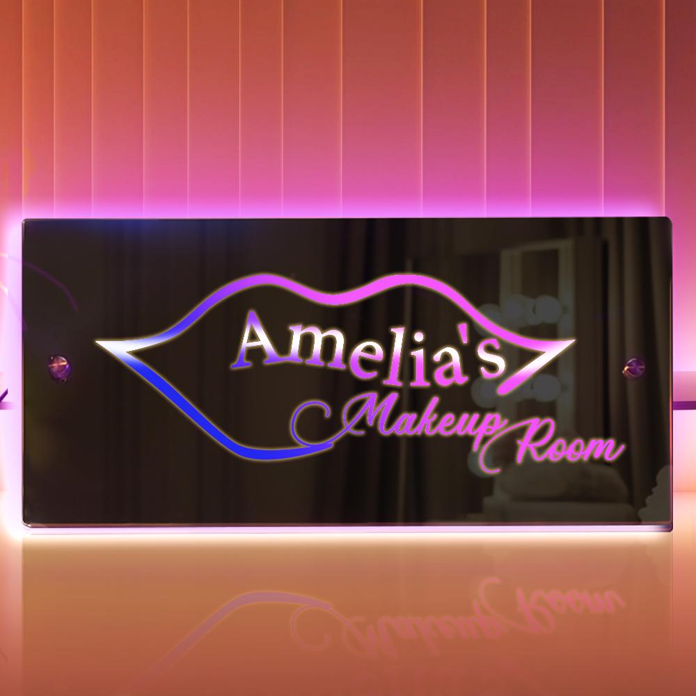 Personalised Name Mirror Sign Custom LED illuminated Light-Up Mackup Room Sign Gift For Girls - soufeelmy