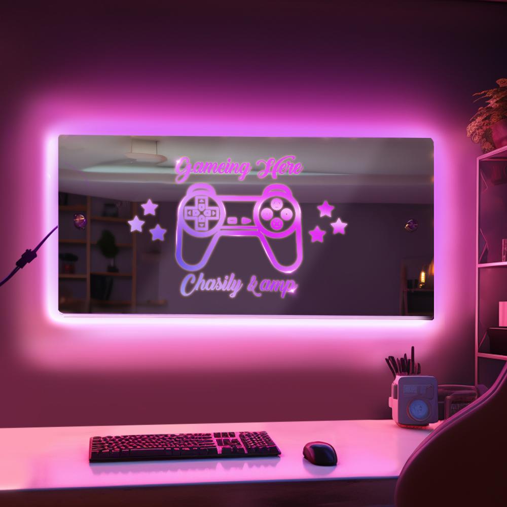 Personalised Name Mirror Sign Custom LED illuminated Light-Up Gameing Room Sign Gift For Boys - soufeelmy