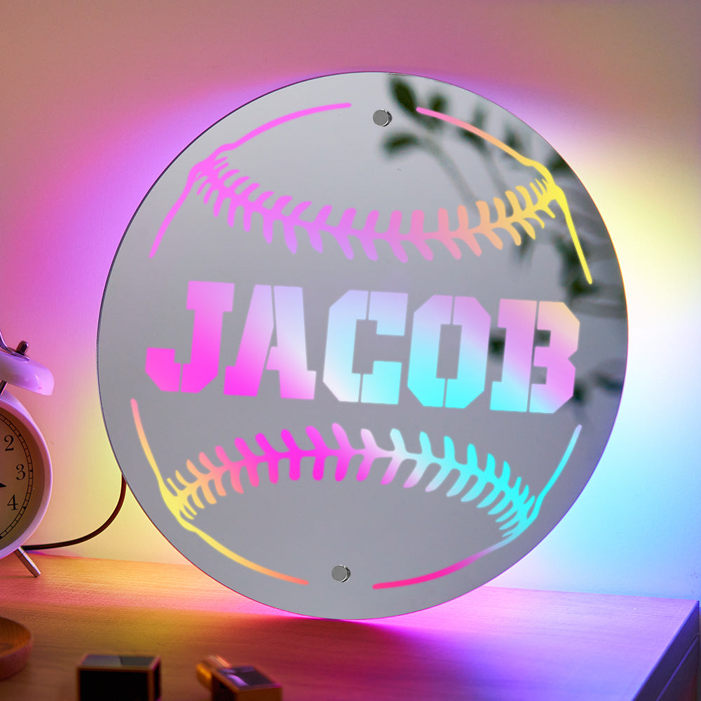 Personalized Name Baseball Mirror Light Gift for Boyfriend - soufeelmy
