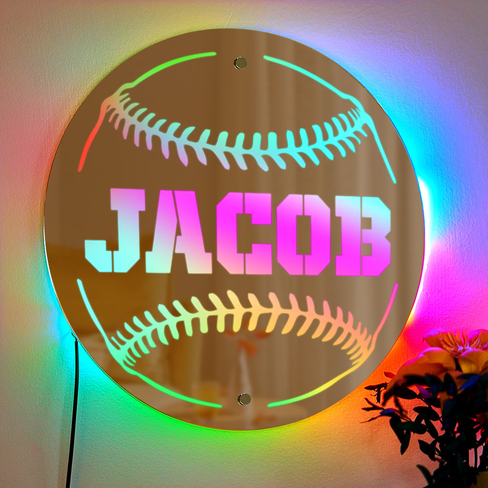 Personalized Name Baseball Mirror Light Gift for Boyfriend - soufeelmy