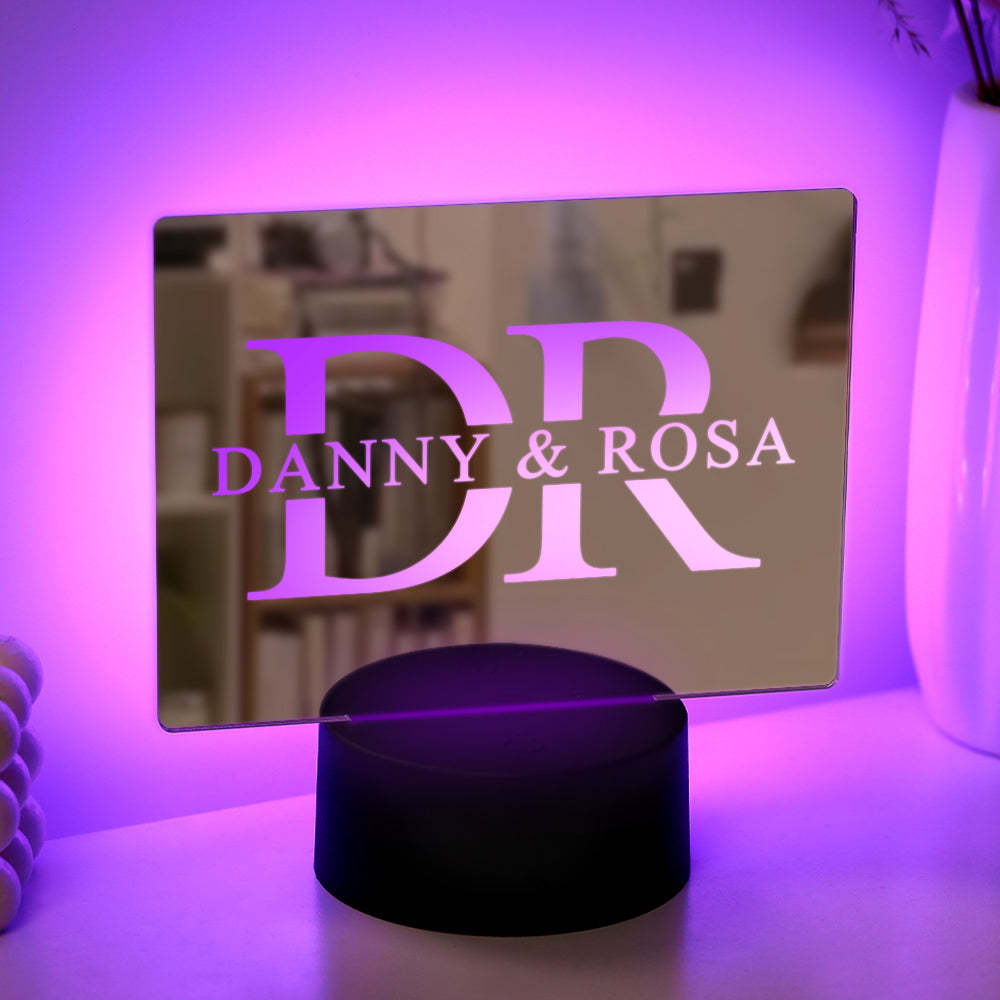 Custom Name Mirror Light Colorful Lamp House Sign Gift for Couple - soufeelmy