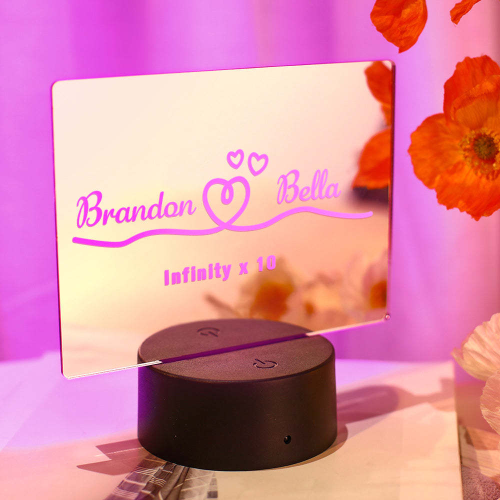 Personalized Name Mirror Colorful Lamp Anniversary Gift for Lover - soufeelmy