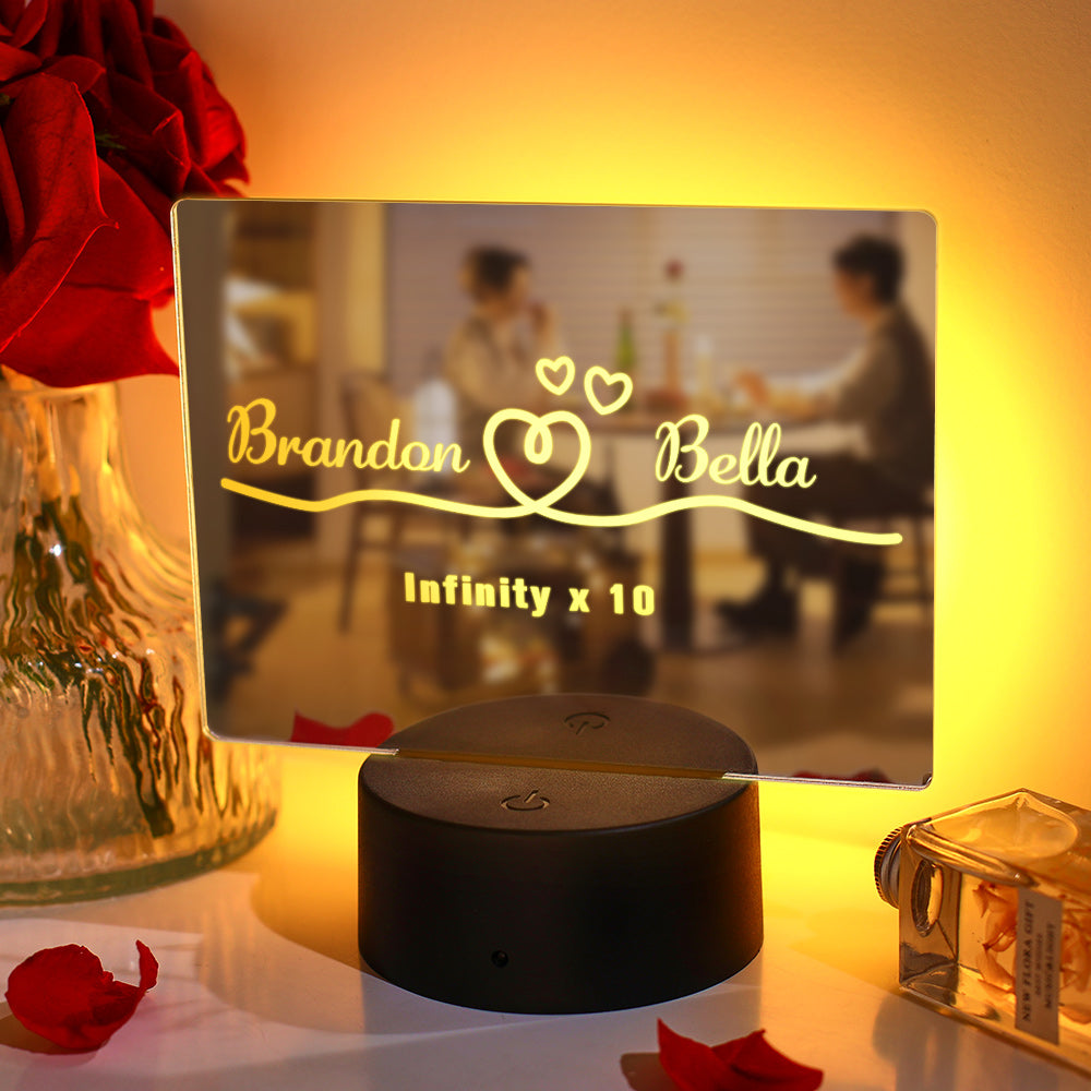 Personalized Name Mirror Colorful Lamp Anniversary Gift for Lover - soufeelmy