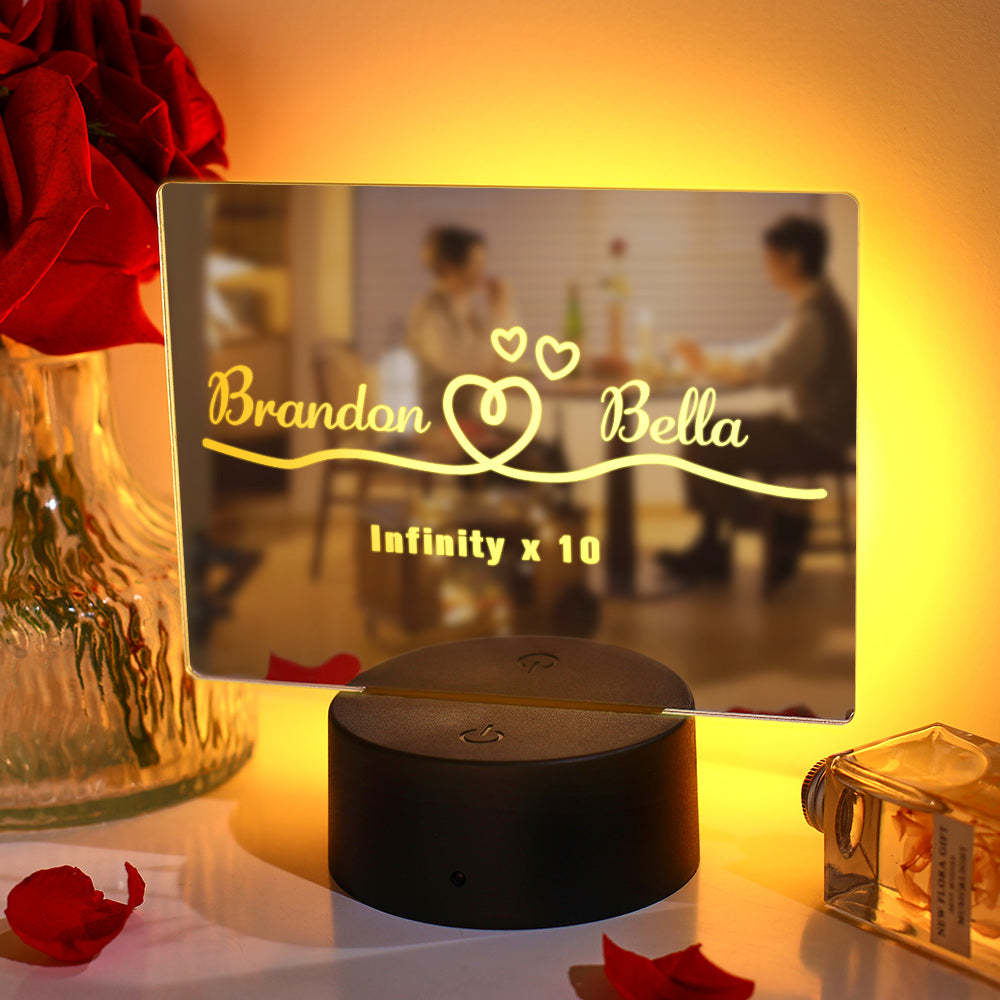 Personalized Name Mirror Colorful Lamp Anniversary Gift for Lover - soufeelmy