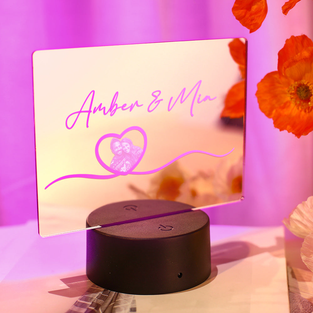 Custom Name Mirror Photo Lamp Colorful Couple Gift - soufeelmy