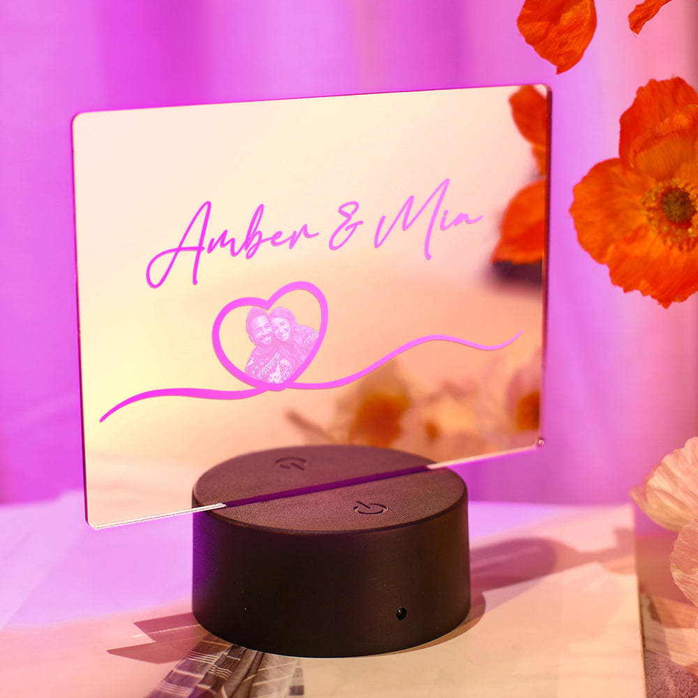 Custom Name Mirror Photo Lamp Colorful Couple Gift - soufeelmy