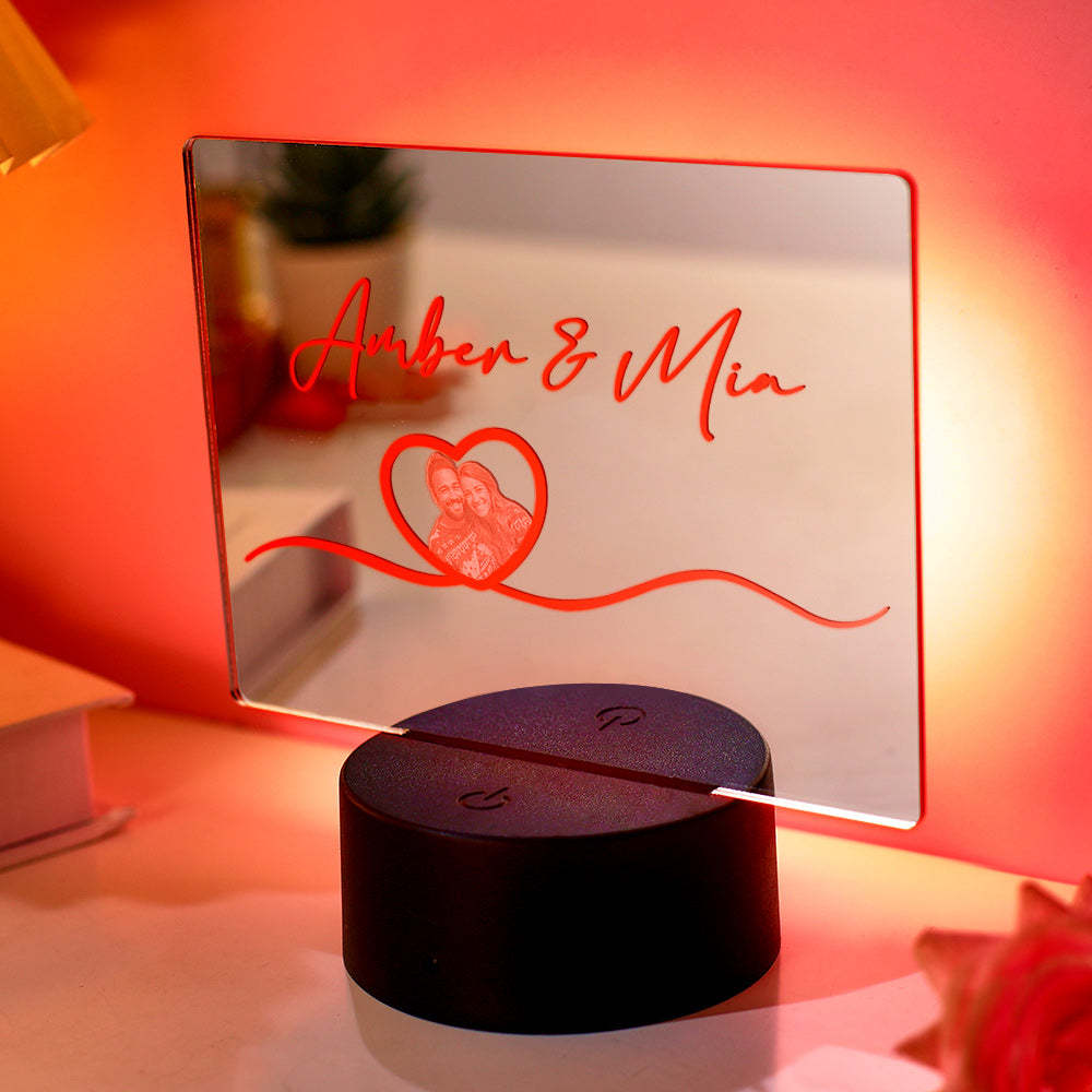 Custom Name Mirror Photo Lamp Colorful Couple Gift - soufeelmy