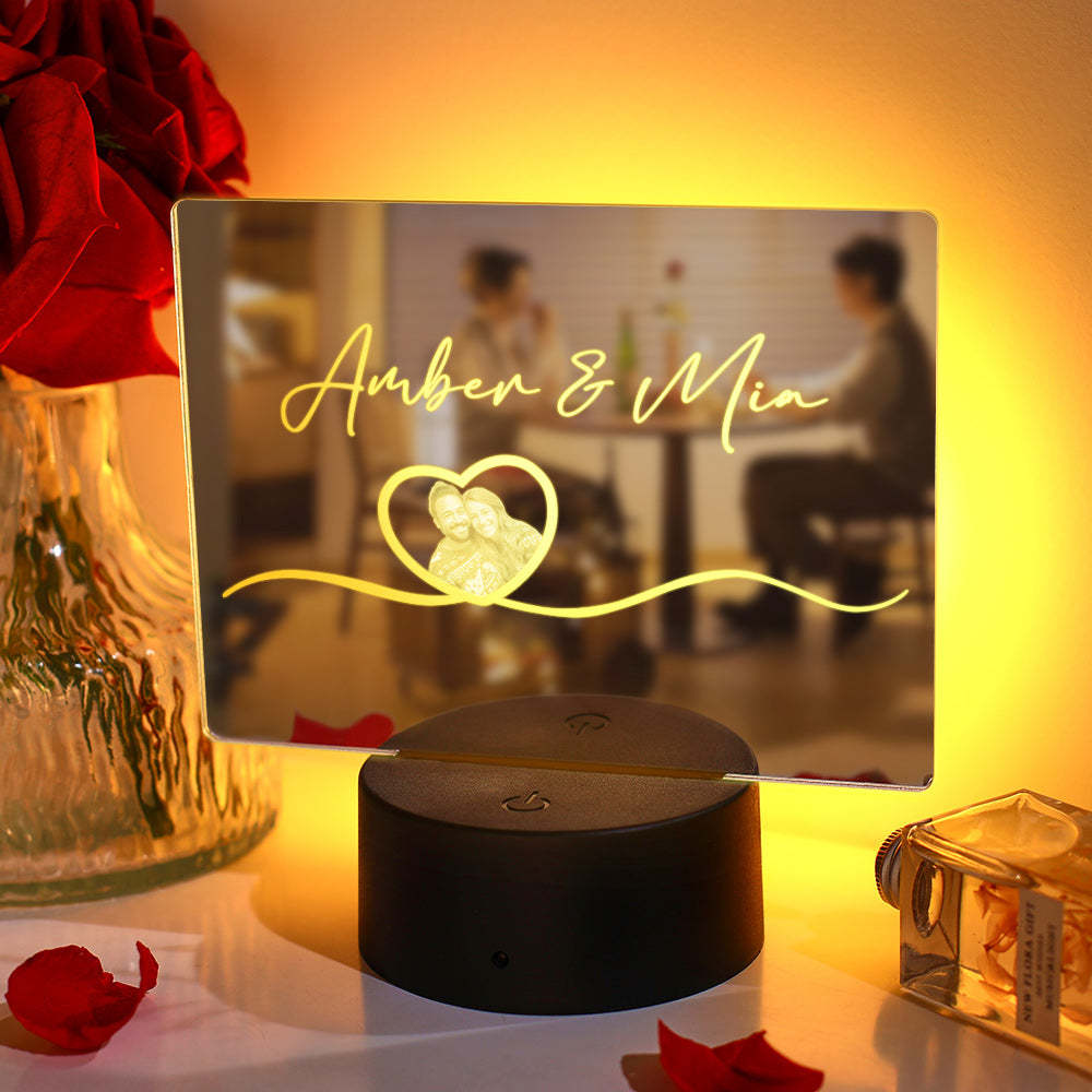 Custom Name Mirror Photo Lamp Colorful Couple Gift - soufeelmy