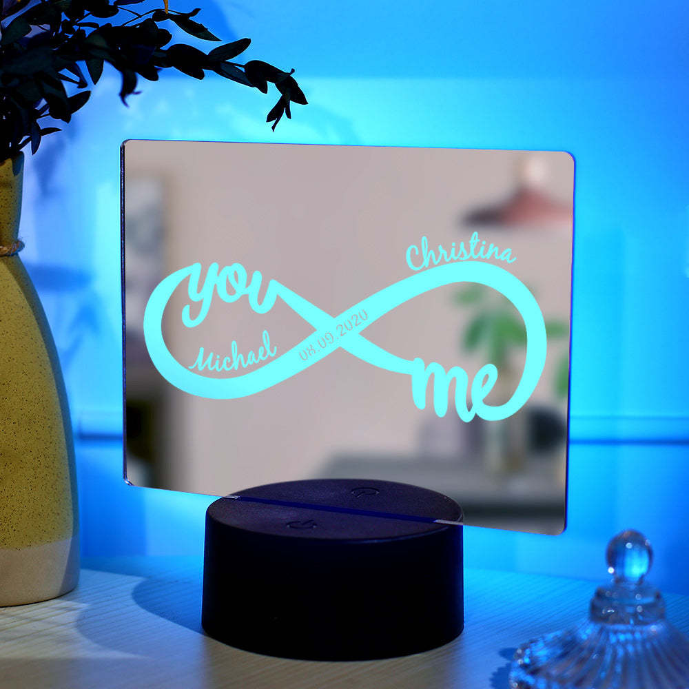 Personalized Name Mirror Lamp Infinity Love Gift for Couple - soufeelmy