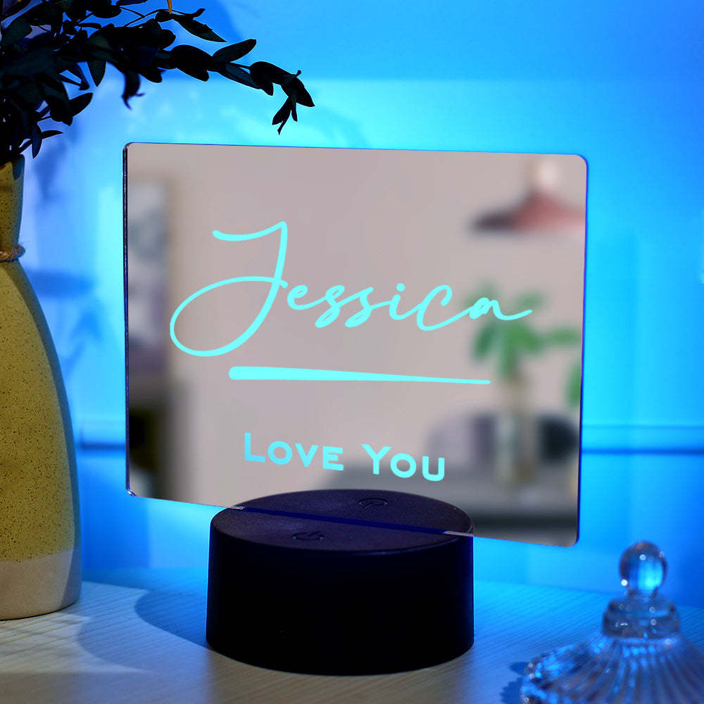 Custom Engraved Mirror Lamp Colorful Night Light Home Gift - soufeelmy