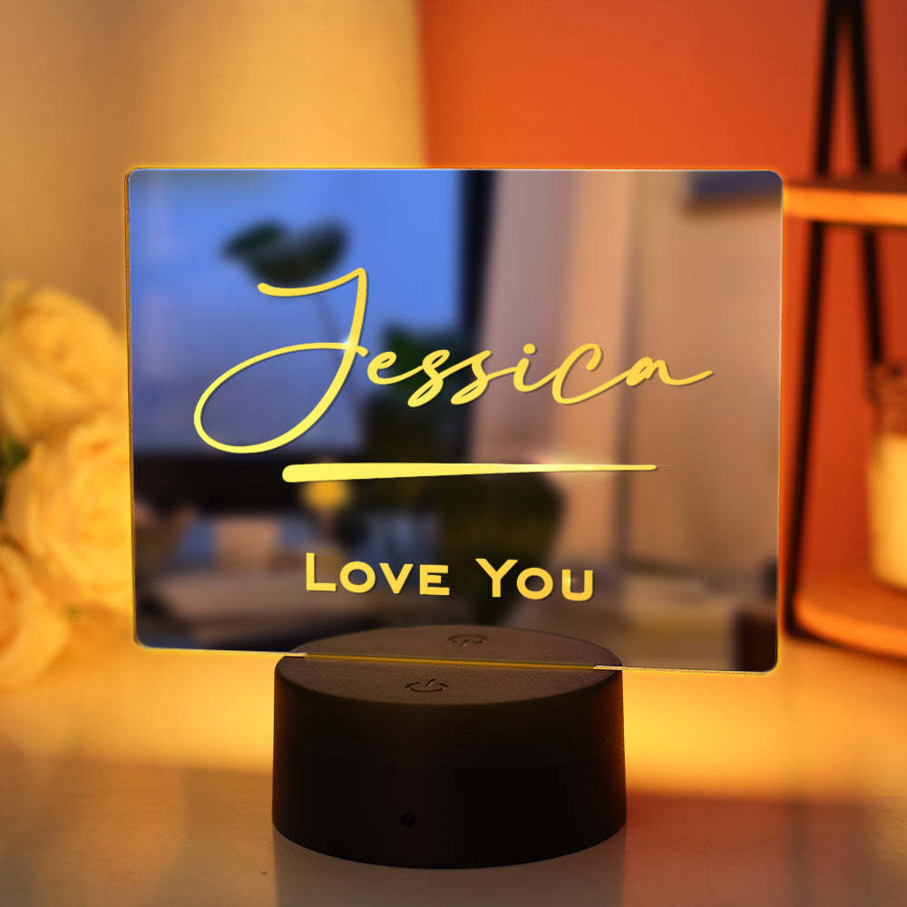 Custom Engraved Mirror Lamp Colorful Night Light Home Gift - soufeelmy