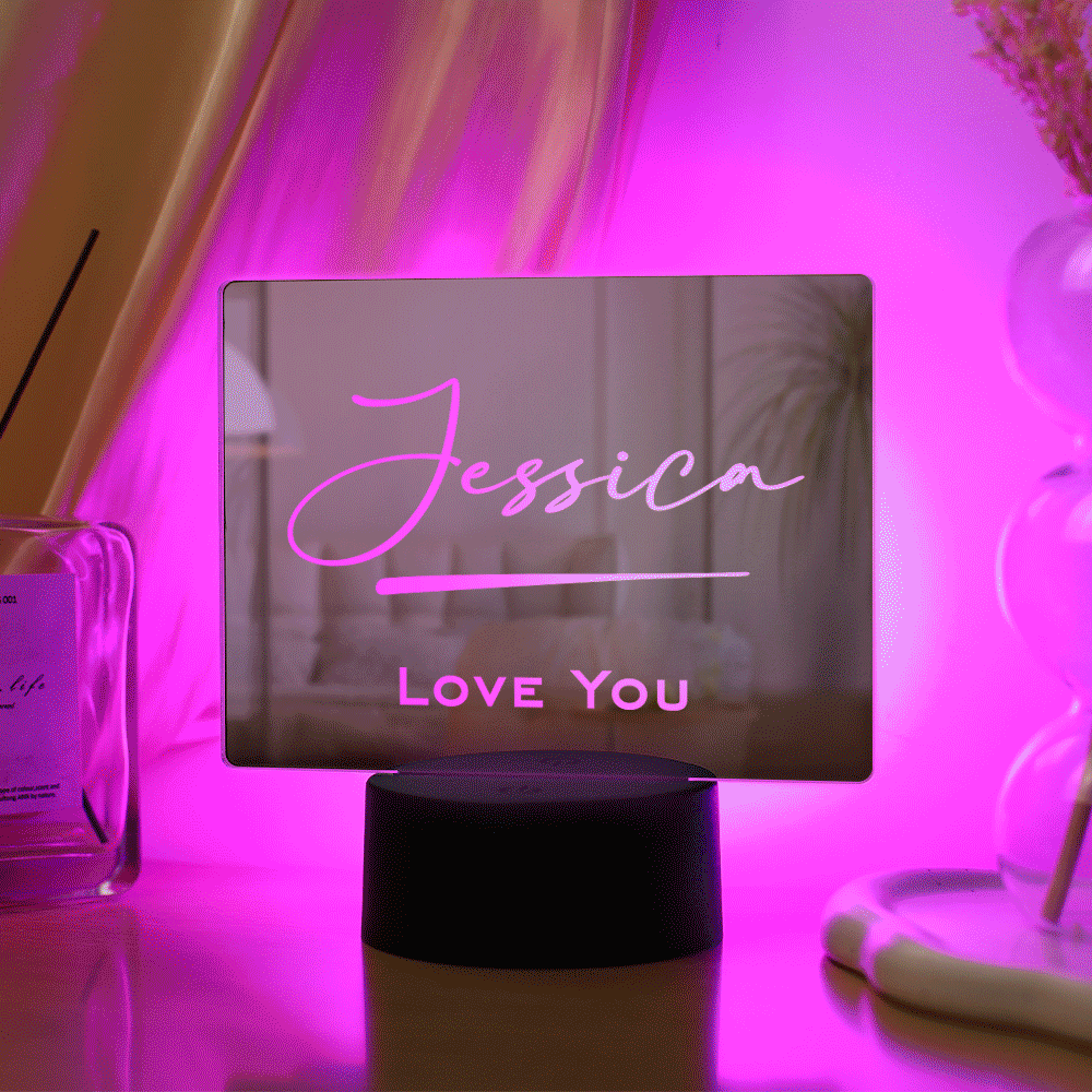 Custom Engraved Mirror Lamp Colorful Night Light Home Gift - soufeelmy