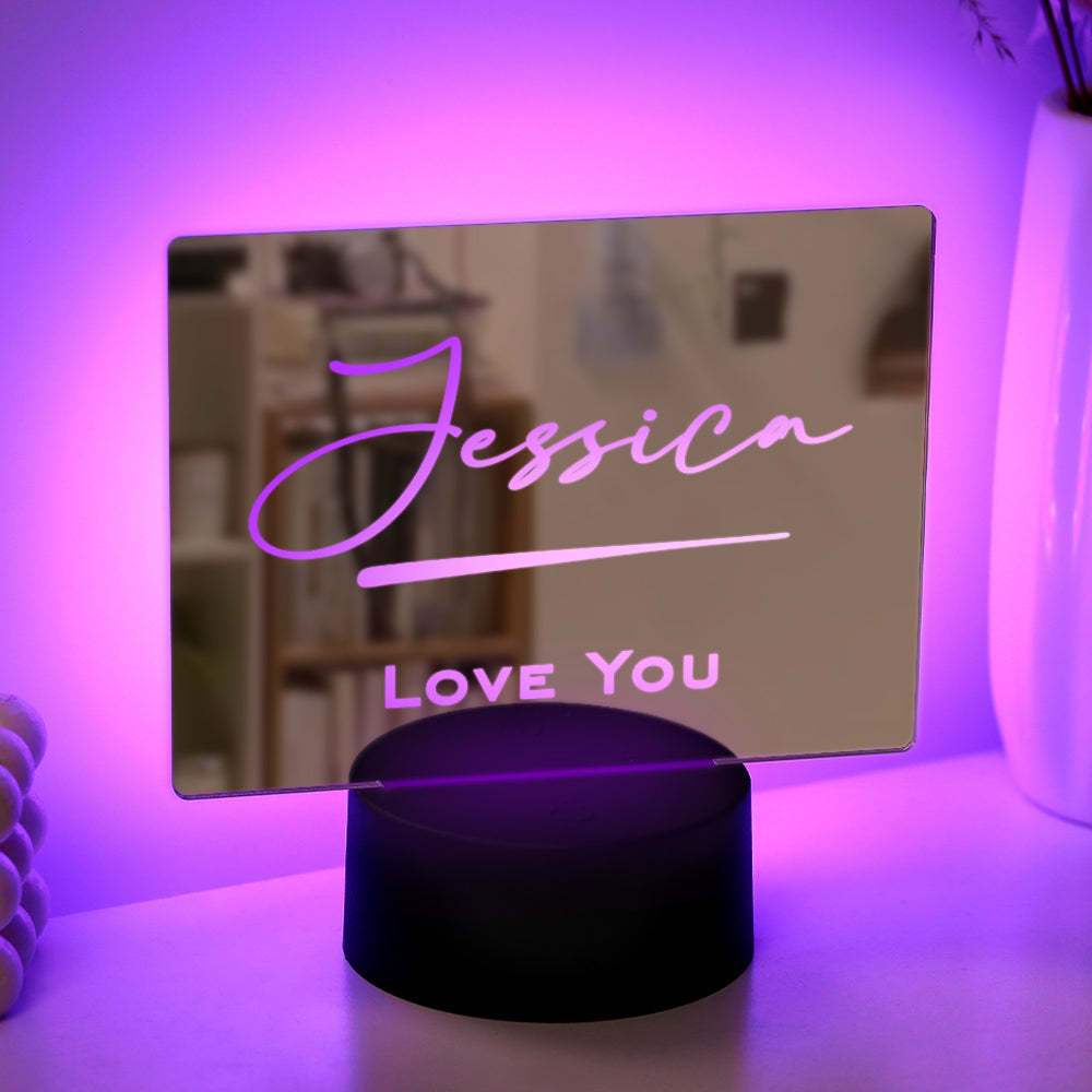 Custom Engraved Mirror Lamp Colorful Night Light Home Gift - soufeelmy