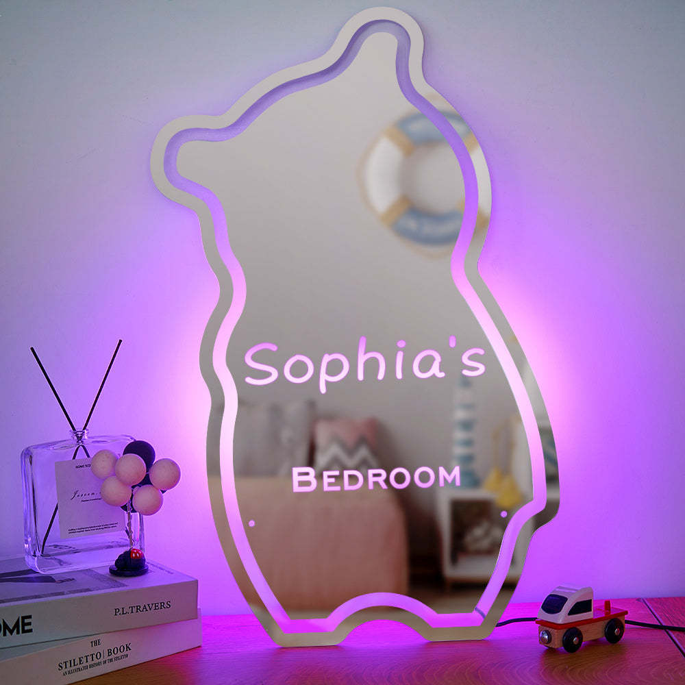 Custom Mirror Light Personalized Name Bear Children's Gift - soufeelmy