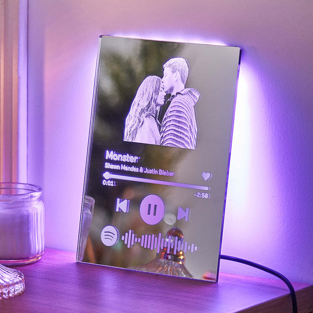 Custom Spotify Code Mirror Lamp Ornaments Gift for Couple - soufeelmy