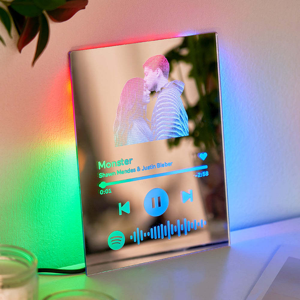 Custom Spotify Code Mirror Lamp Ornaments Gift for Couple - soufeelmy