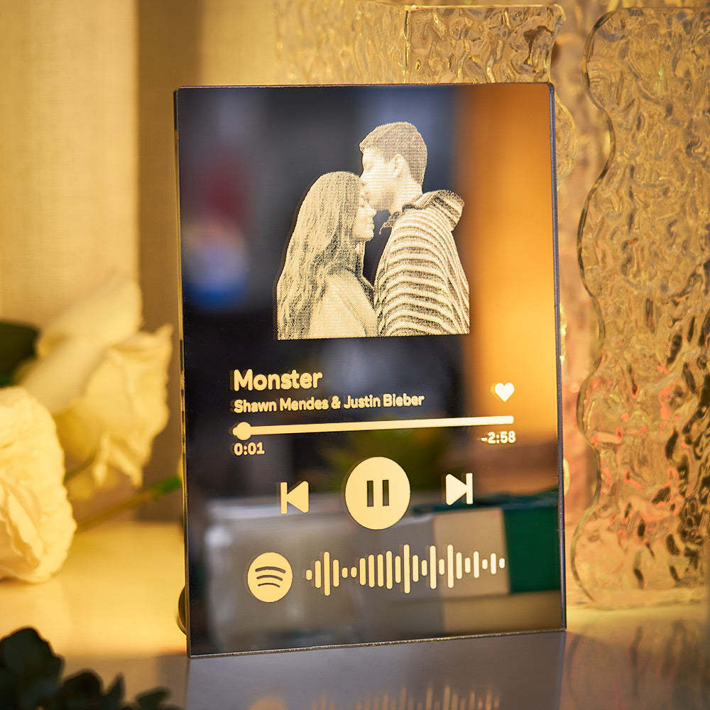 Custom Spotify Code Mirror Lamp Ornaments Gift for Couple - soufeelmy