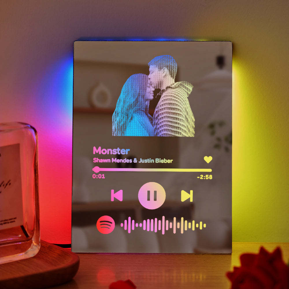 Custom Spotify Code Mirror Lamp Ornaments Gift for Couple - soufeelmy