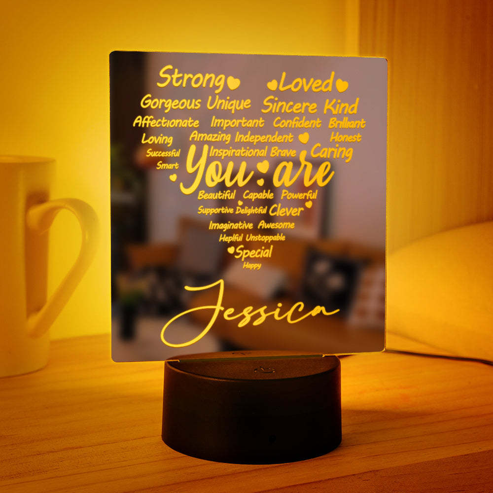 Personalized Engraved Mirror Light Heart Colorful Lamp Gift - soufeelmy