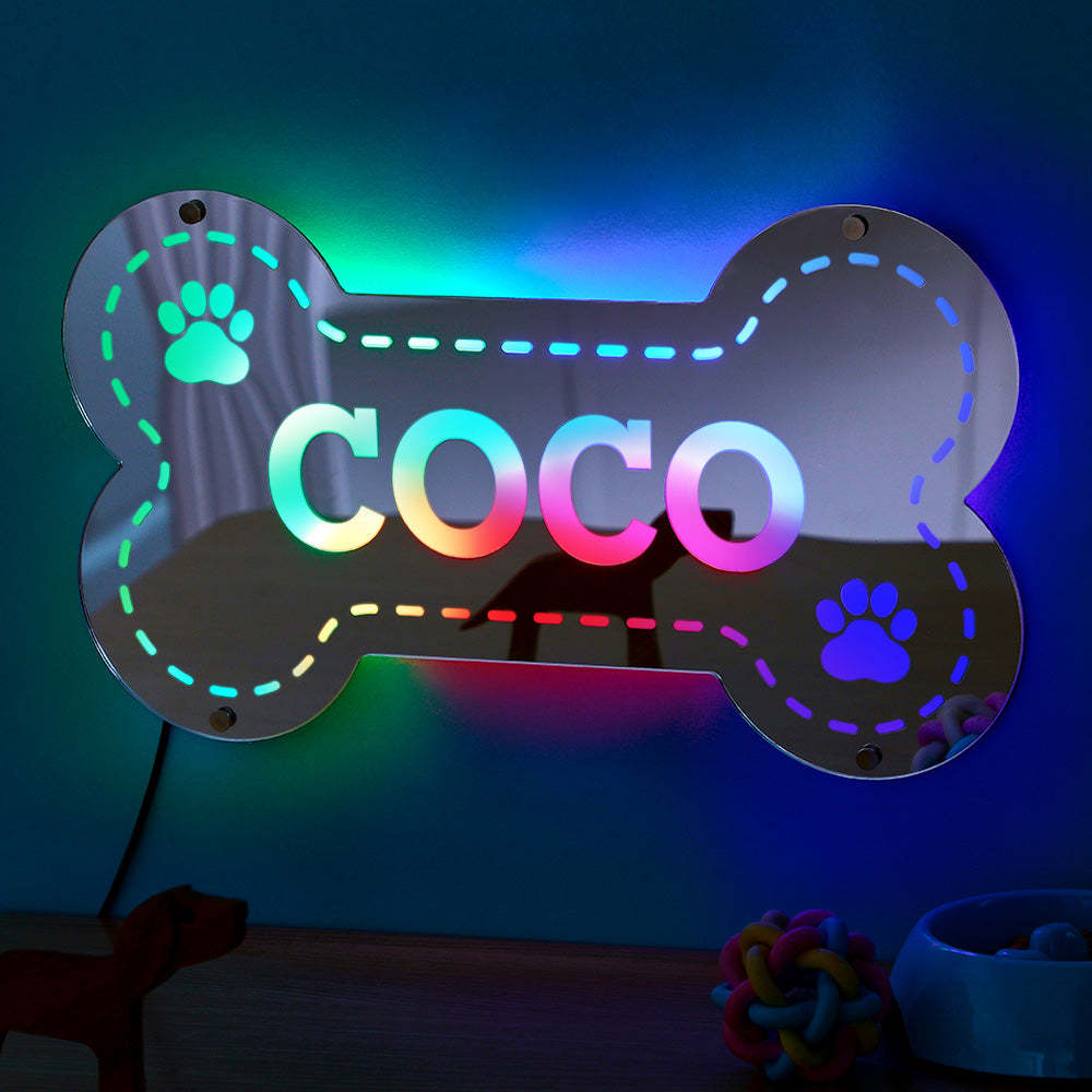 Custom Name Mirror Light Creative Bone Pet Home Gift - soufeelmy