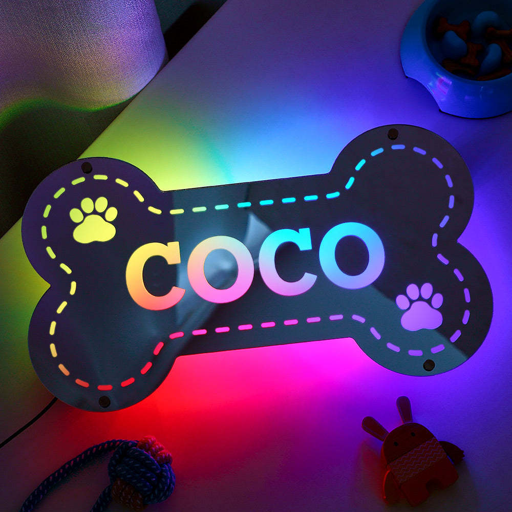 Custom Name Mirror Light Creative Bone Pet Home Gift - soufeelmy