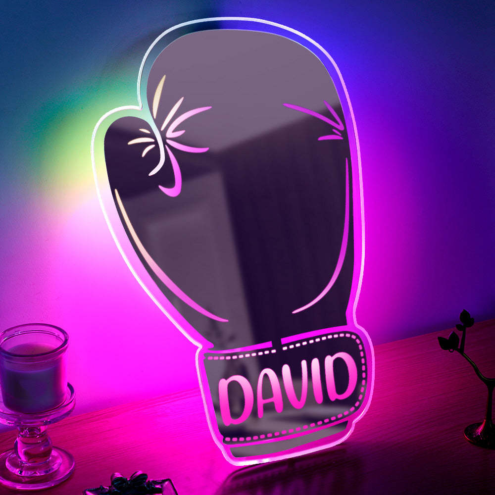 Custom Name Mirror Light Boxing Gloves Gift for Boyfriend - soufeelmy