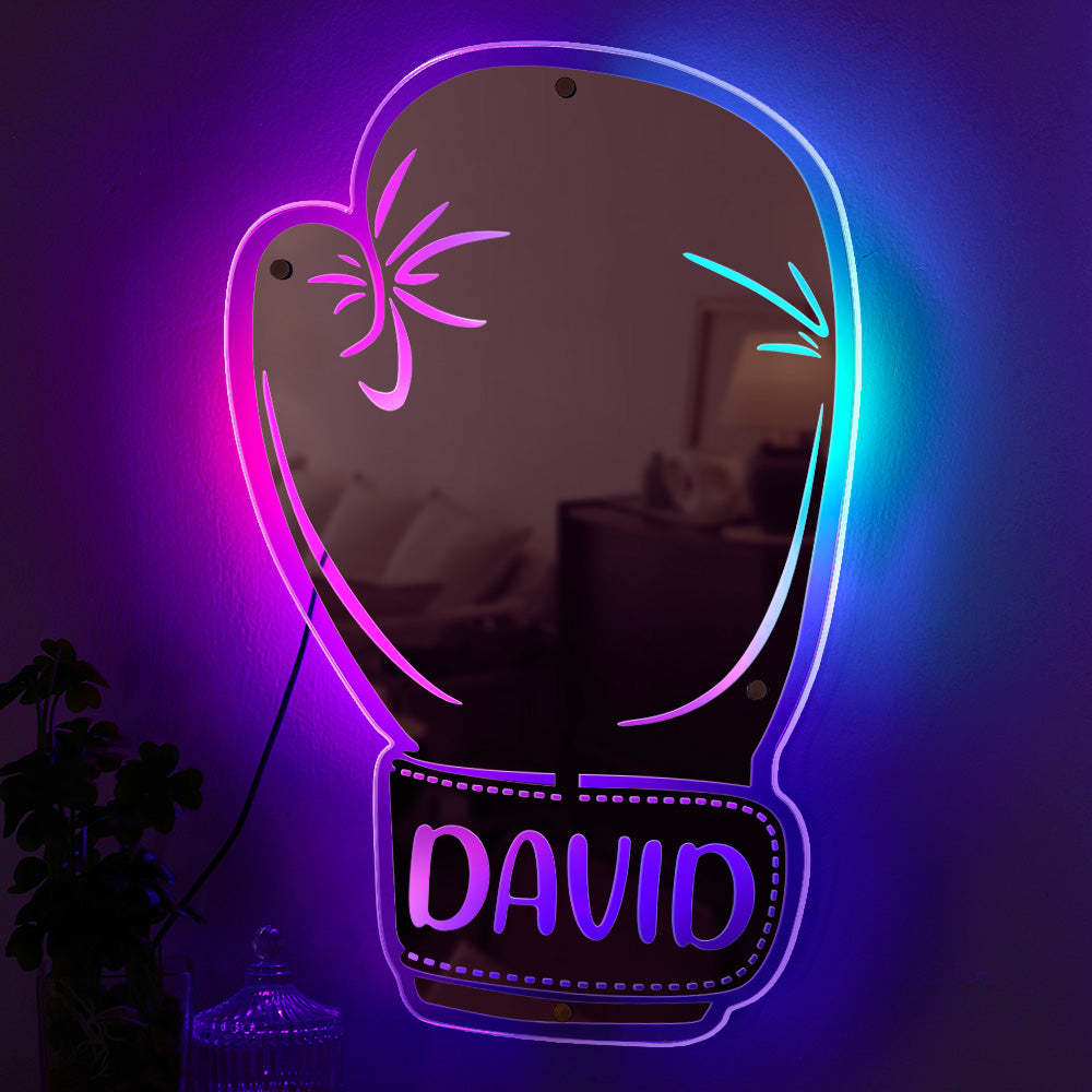 Custom Name Mirror Light Boxing Gloves Gift for Boyfriend - soufeelmy
