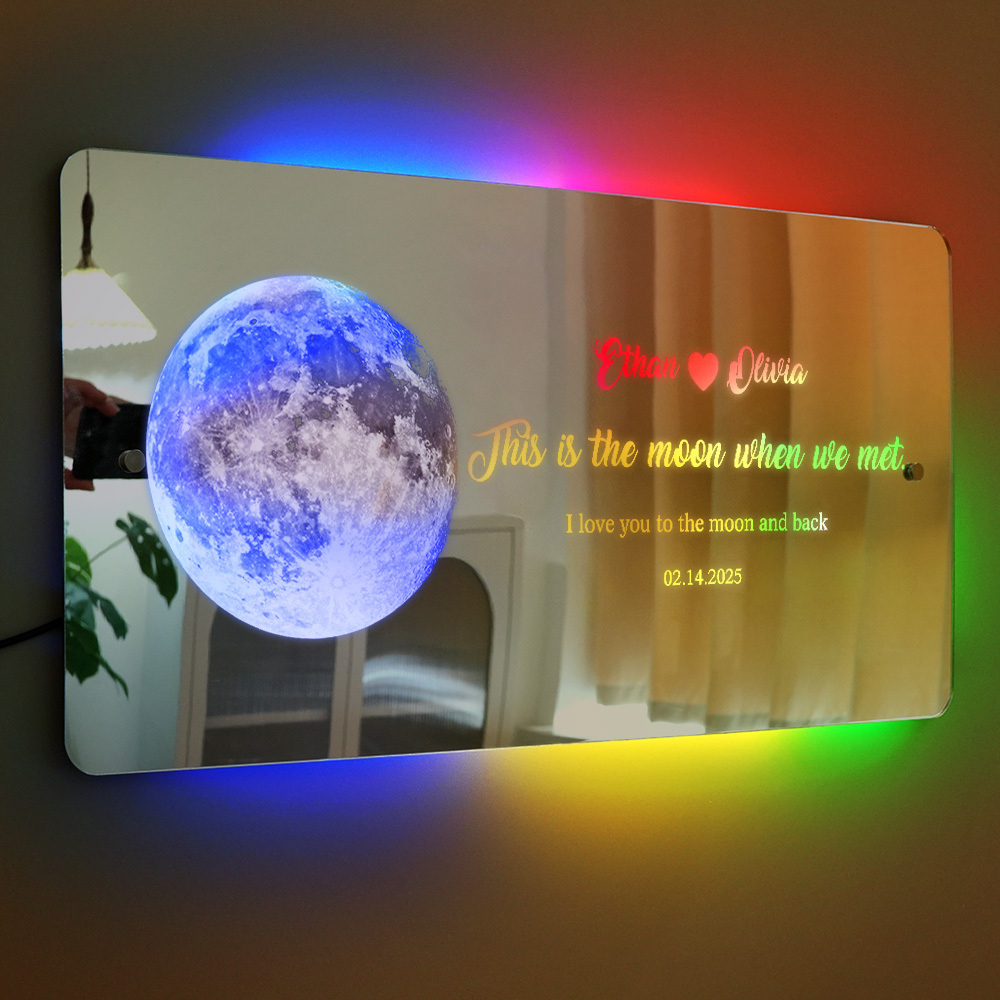 For Lover Custom Couple Anniversary Moon Phase Mirror Light - Romantic Valentine's Day Gift - soufeelmy