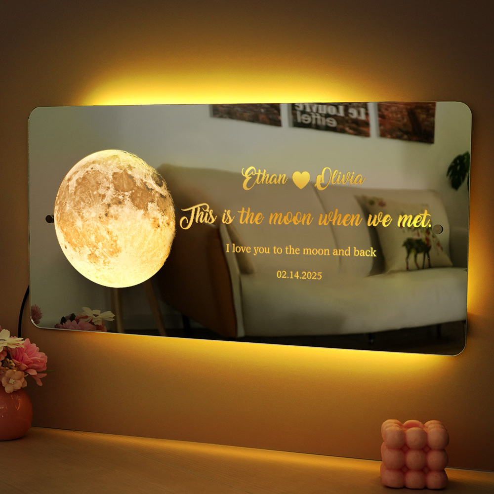 For Lover Custom Couple Anniversary Moon Phase Mirror Light - Romantic Valentine's Day Gift - soufeelmy