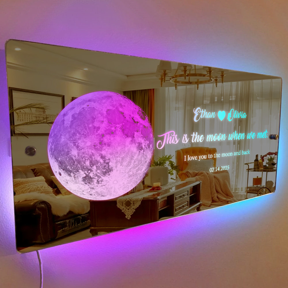 For Lover Custom Couple Anniversary Moon Phase Mirror Light - Romantic Valentine's Day Gift - soufeelmy