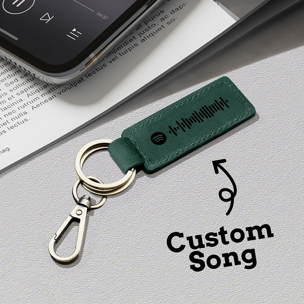 Custom Spotify Leather keychain Personalized Scannable Spotify keychain Anniversary Gift Valentines Day Gift Husband Birthday Gift - soufeelmy