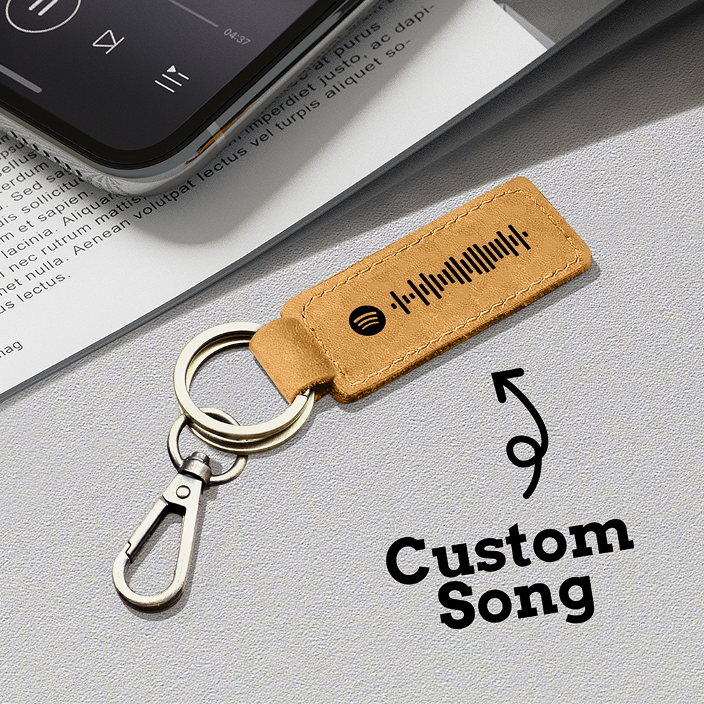Custom Spotify Leather keychain Personalized Scannable Spotify keychain Anniversary Gift Valentines Day Gift Husband Birthday Gift - soufeelmy