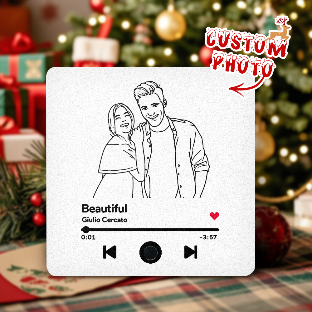 Custom Line Art Music Fridge Magnet Personalised Photo Fridge Magnet Can Play Songs  Christmas Gifts - soufeelmy