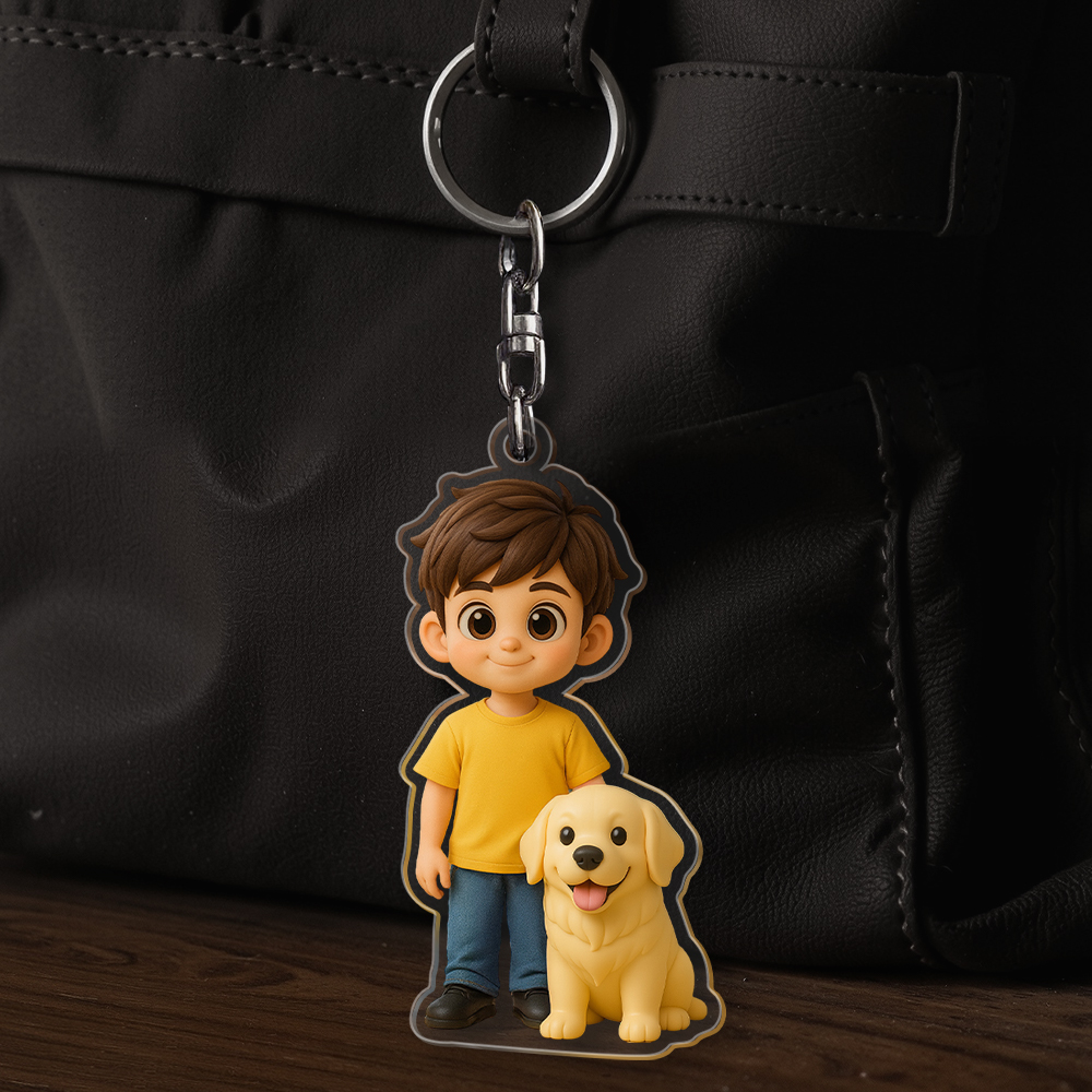 Custom Figure Pet Keychain Personalized Acrylic Cartoon Keychain Photo Bag Charm Unique Keepsake Gift For Pet Owner - soufeelmy