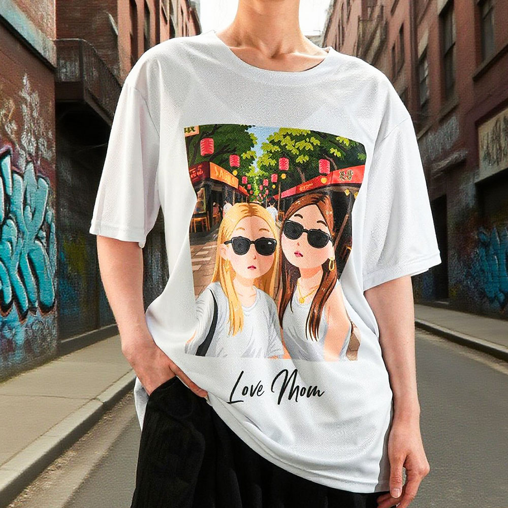 Custom Cartoon Style Drawing Photo T-shirt with Custom Text Personalized Anime Portrait T-shirt Gift for Mom Dad Kids - soufeelmy