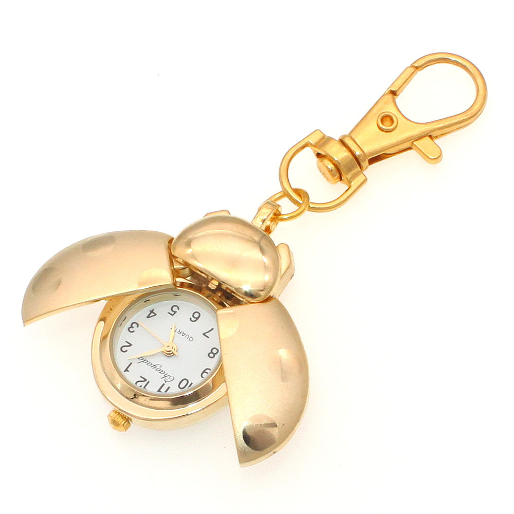 Ladybug Pocket Watch Vintage Gold Beetle Watch Necklace & Keychain Cute Insect Pendant Watch - soufeelmy