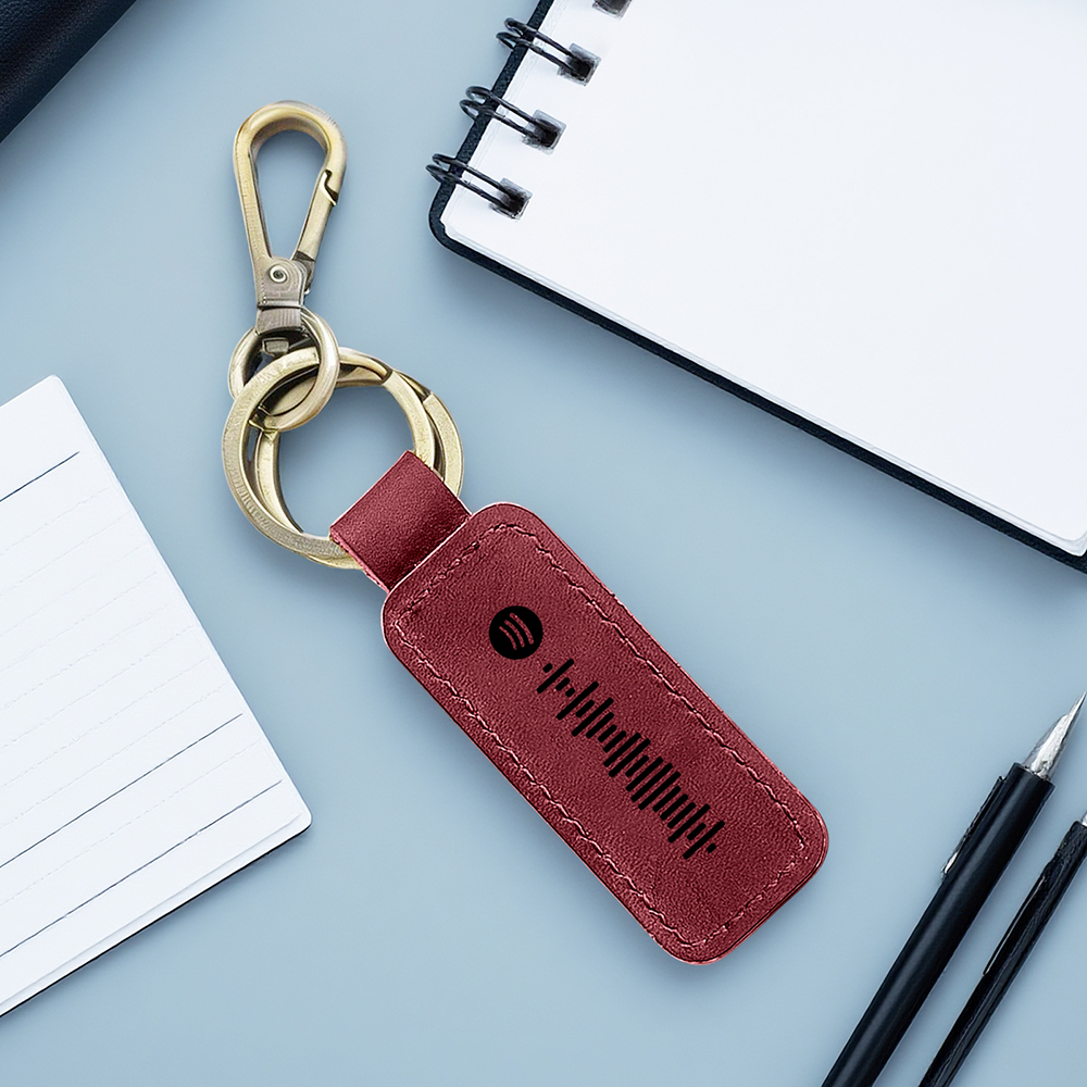 Custom Spotify Leather keychain Personalized Scannable Spotify keychain Anniversary Gift Valentines Day Gift Husband Birthday Gift - soufeelmy