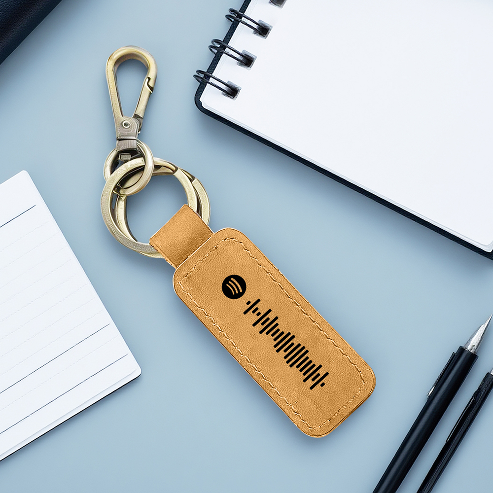 Custom Spotify Leather keychain Personalized Scannable Spotify keychain Anniversary Gift Valentines Day Gift Husband Birthday Gift - soufeelmy
