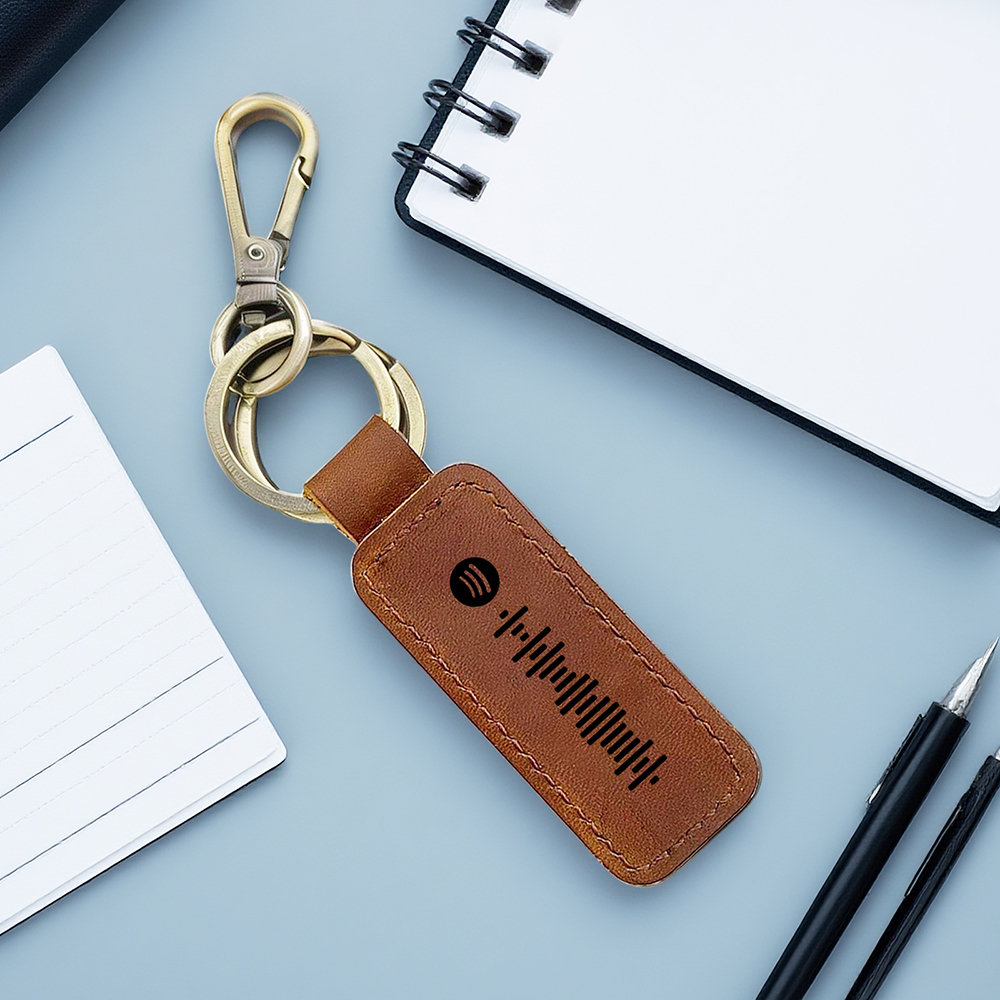 Custom Spotify Leather keychain Personalized Scannable Spotify keychain Anniversary Gift Valentines Day Gift Husband Birthday Gift - soufeelmy
