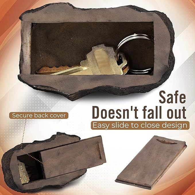 Hide A Key In A Real Looking Rock/Stone Holds Standard Sized Spare Keys Fits In With Your Landscaping And Yard Resistant To Outdoor Elements - soufeelmy