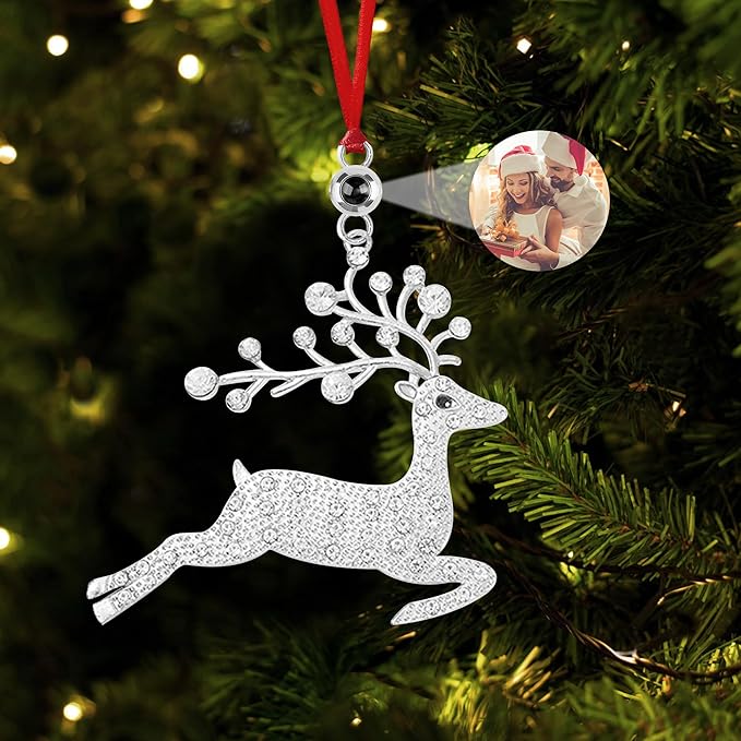 Personalized Christmas Projection Ornaments for Christmas Tree, Custom Drop Pendant Decoration with Picture Inside, Hanging Home Xmas Memorial Decoration - soufeelmy