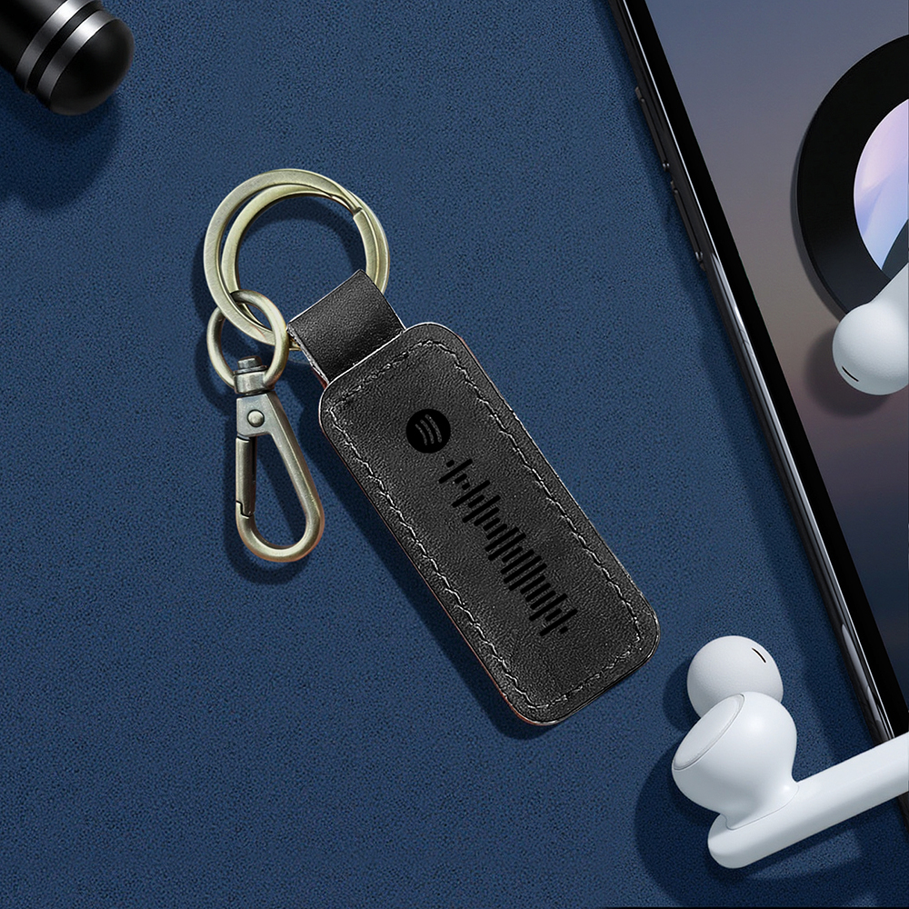 Custom Spotify Leather keychain Personalized Scannable Spotify keychain Anniversary Gift Valentines Day Gift Husband Birthday Gift - soufeelmy