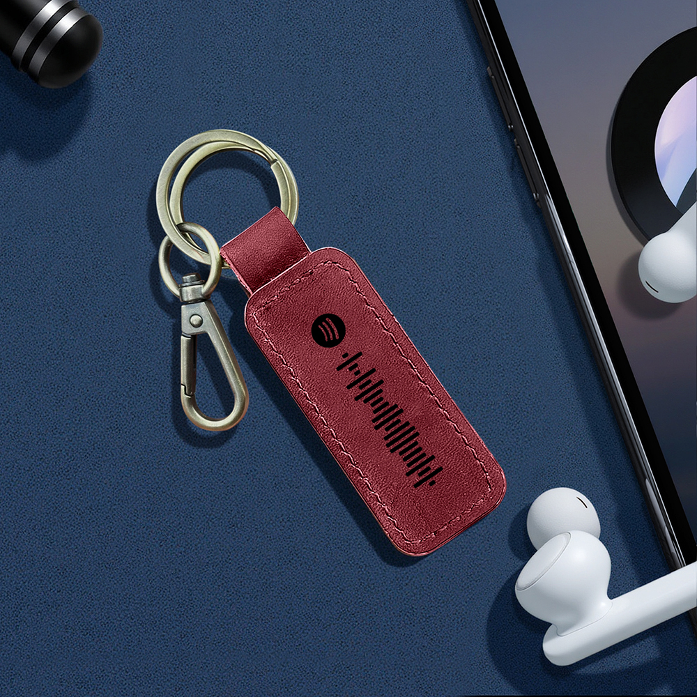 Custom Spotify Leather keychain Personalized Scannable Spotify keychain Anniversary Gift Valentines Day Gift Husband Birthday Gift - soufeelmy