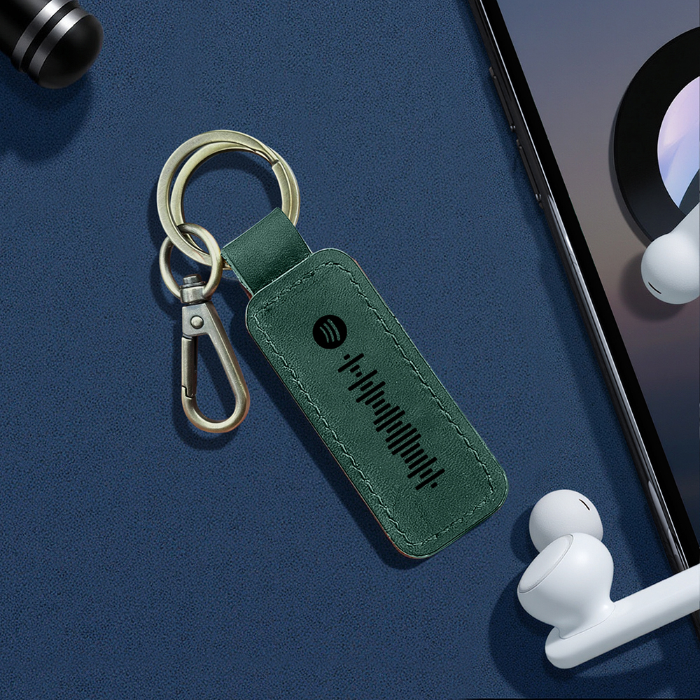 Custom Spotify Leather keychain Personalized Scannable Spotify keychain Anniversary Gift Valentines Day Gift Husband Birthday Gift - soufeelmy
