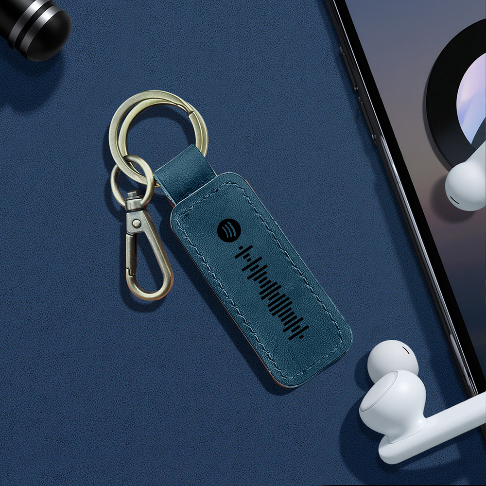 Custom Spotify Leather keychain Personalized Scannable Spotify keychain Anniversary Gift Valentines Day Gift Husband Birthday Gift - soufeelmy