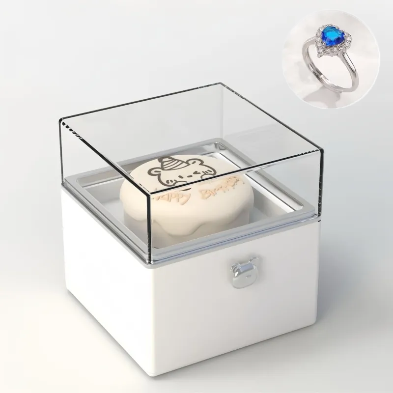 Magical Bear Cake Ring Box Surprise Gift Birthday Gift With Open Adjustable Promise Ring Gift For Lover For Her - soufeelmy